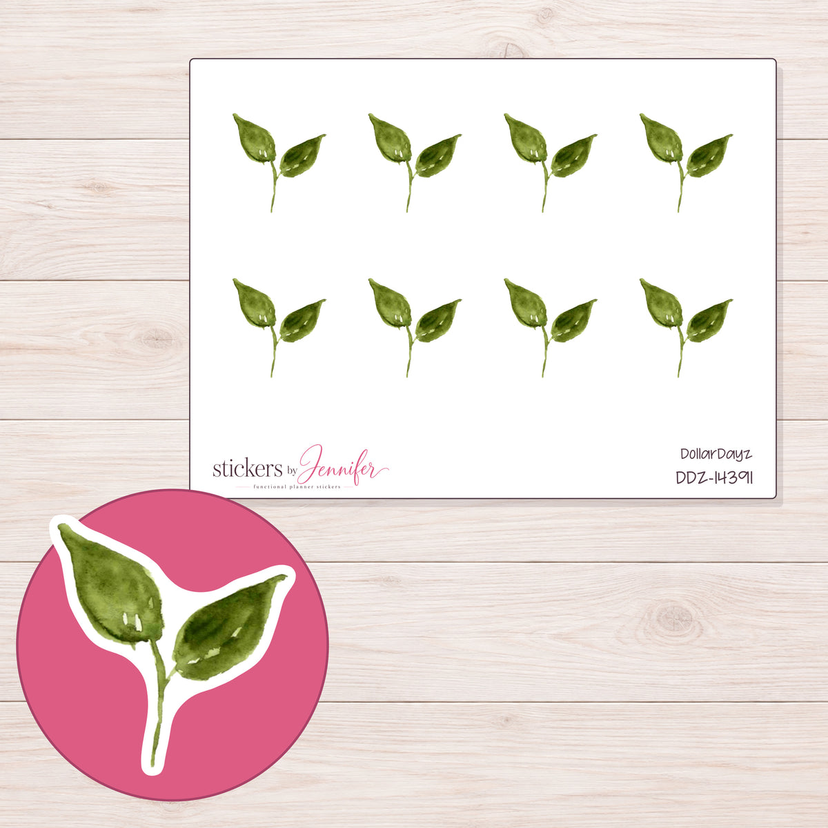 DDZ-14391 planner sticker sheet with enlarged sticker detail