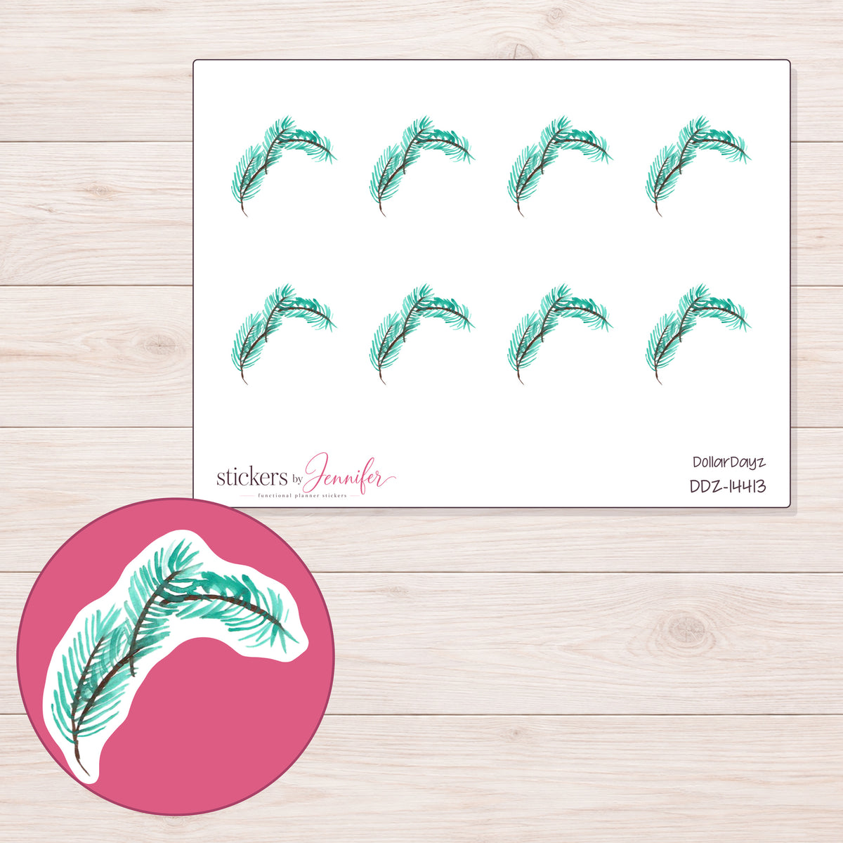 DDZ-14413 planner sticker sheet with enlarged sticker detail