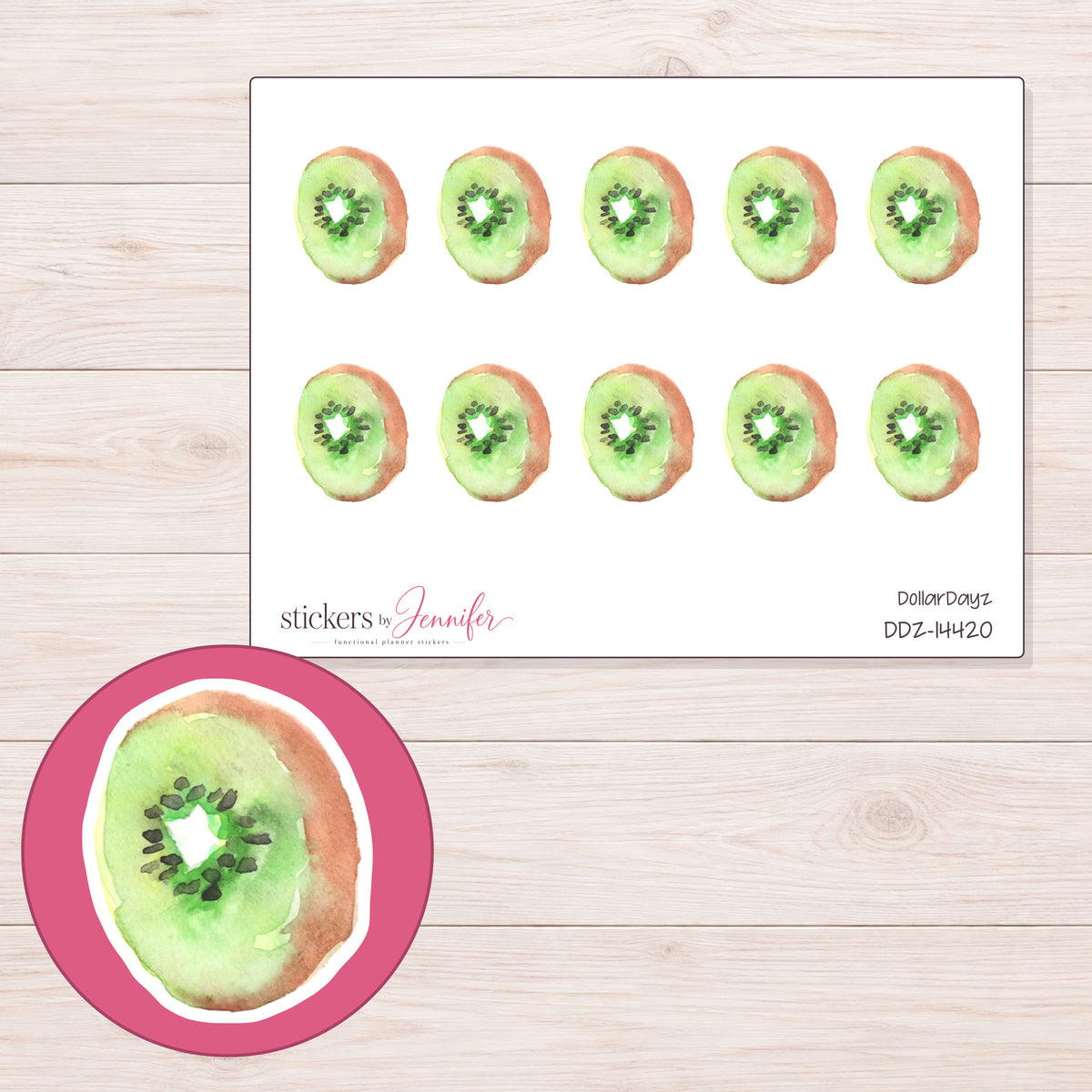 DDZ-14420 planner sticker sheet with enlarged sticker detail