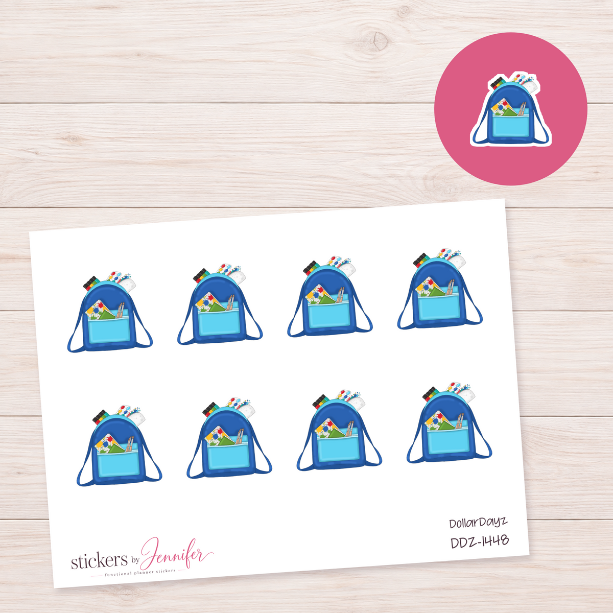 Blue School Backpack Planner Stickers | DDZ-1448