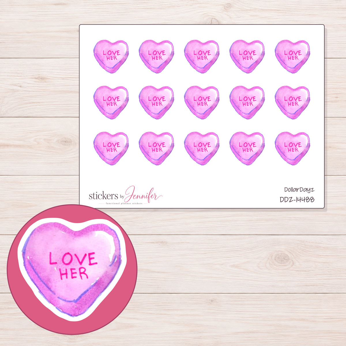 DDZ-14488 planner sticker sheet with enlarged sticker detail