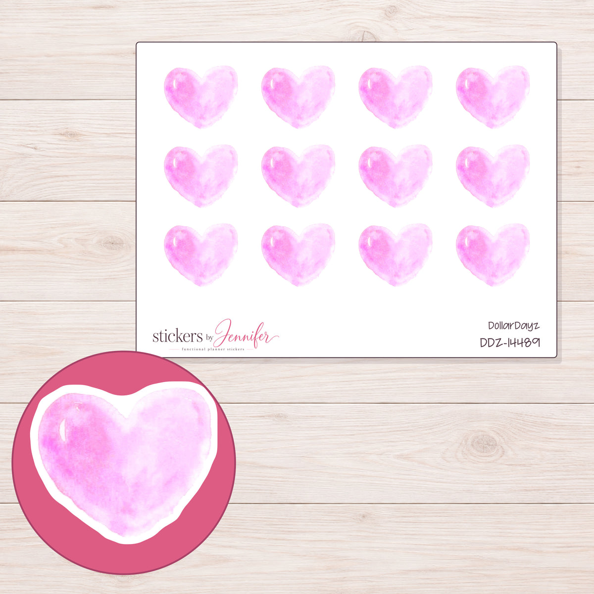DDZ-14489 planner sticker sheet with enlarged sticker detail