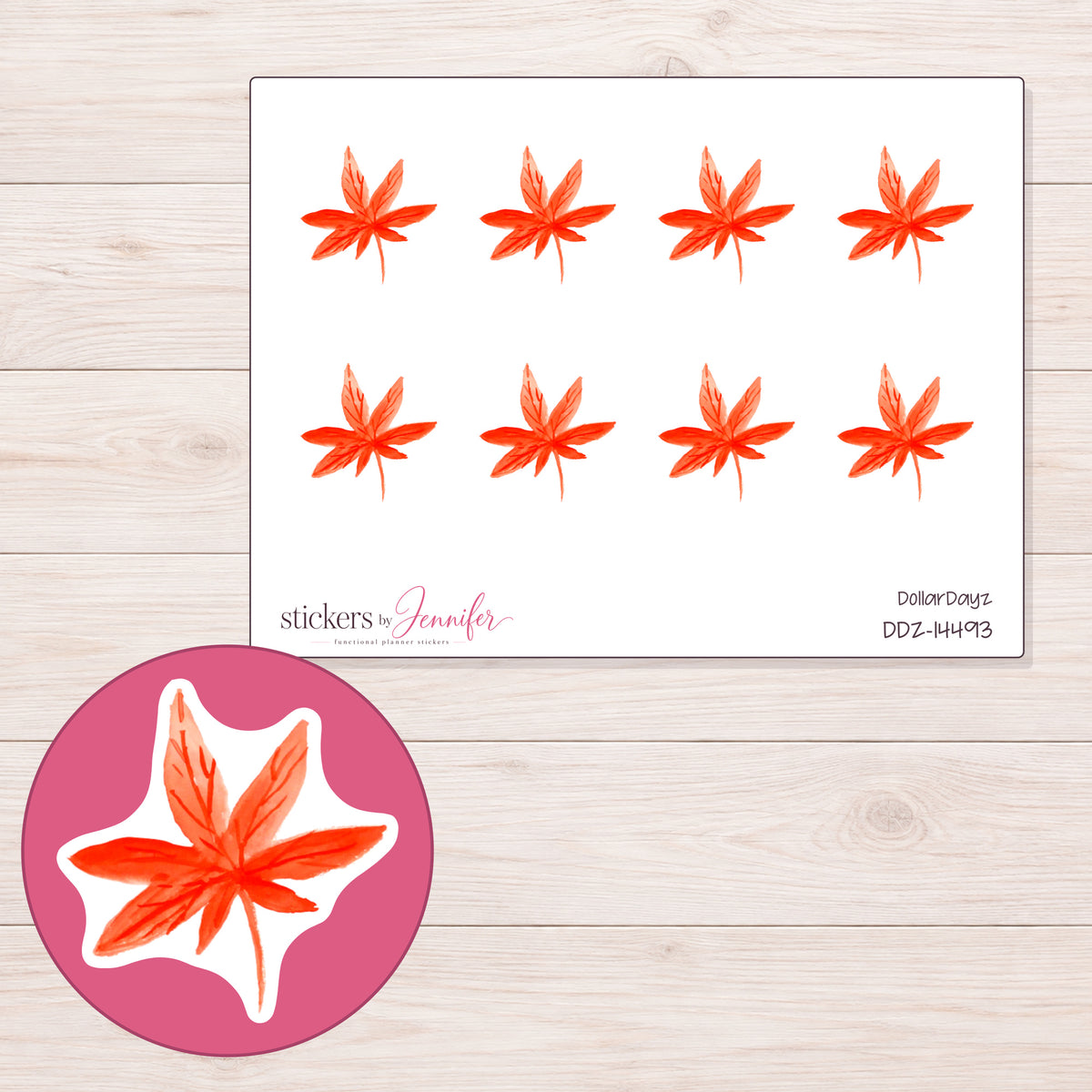 DDZ-14493 planner sticker sheet with enlarged sticker detail