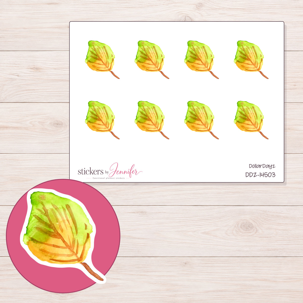 DDZ-14503 planner sticker sheet with enlarged sticker detail