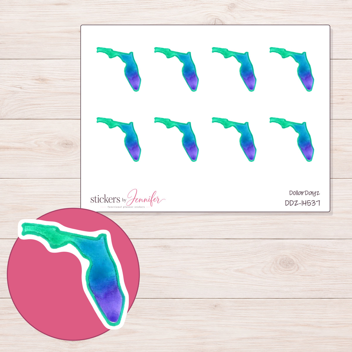 DDZ-14537 planner sticker sheet with enlarged sticker detail