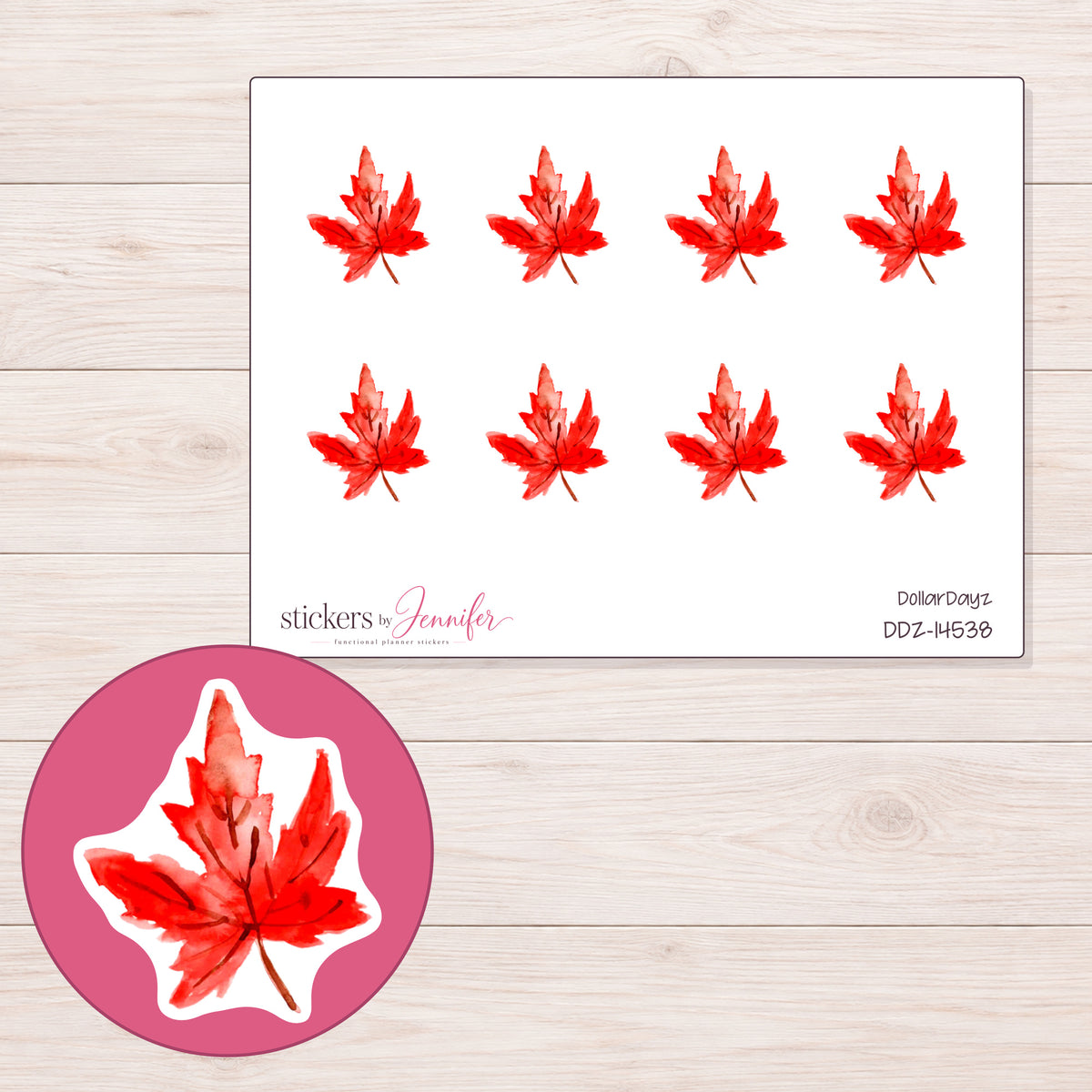 DDZ-14538 planner sticker sheet with enlarged sticker detail
