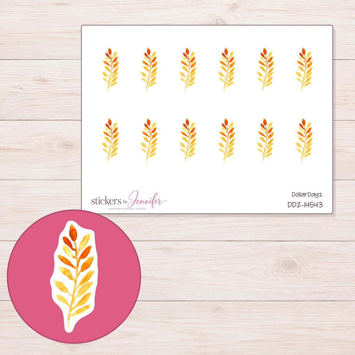DDZ-14543 planner sticker sheet with enlarged sticker detail