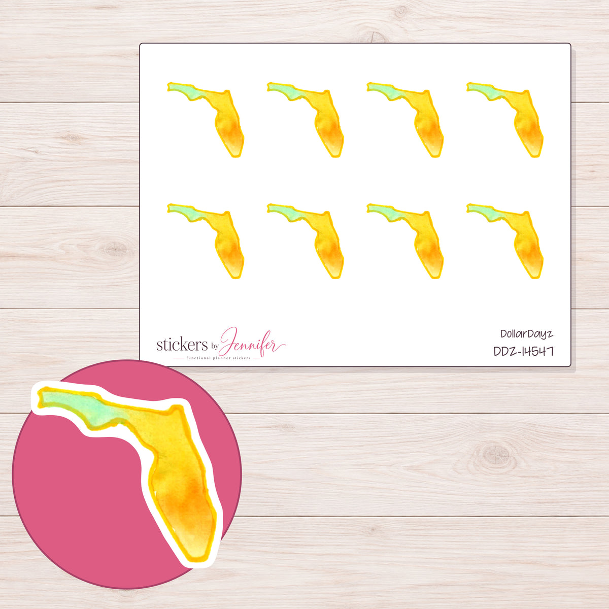 DDZ-14547 planner sticker sheet with enlarged sticker detail