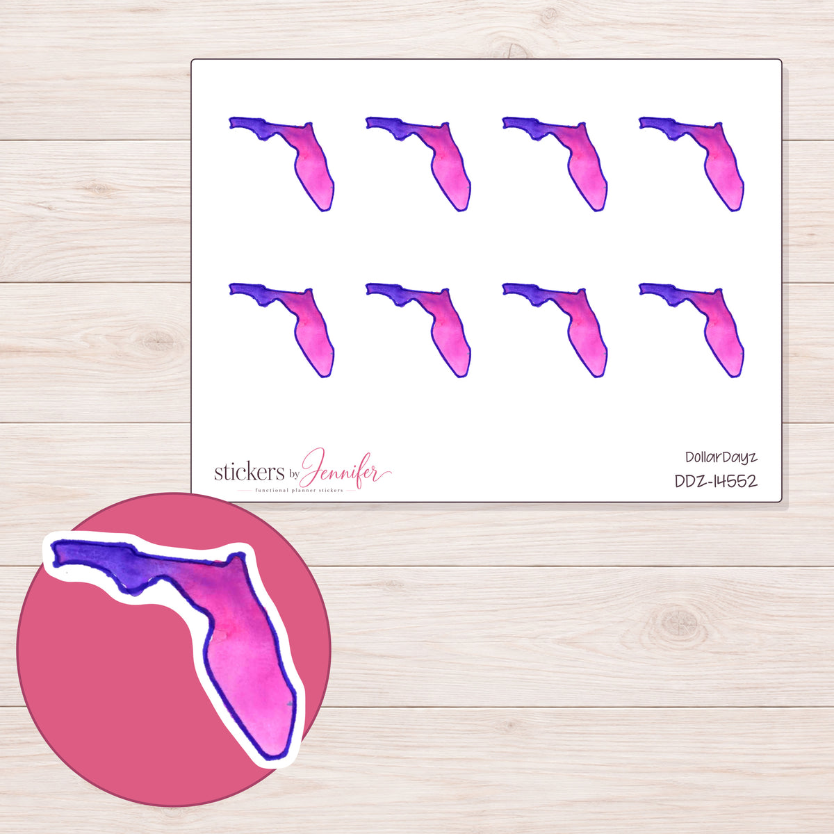 DDZ-14552 planner sticker sheet with enlarged sticker detail