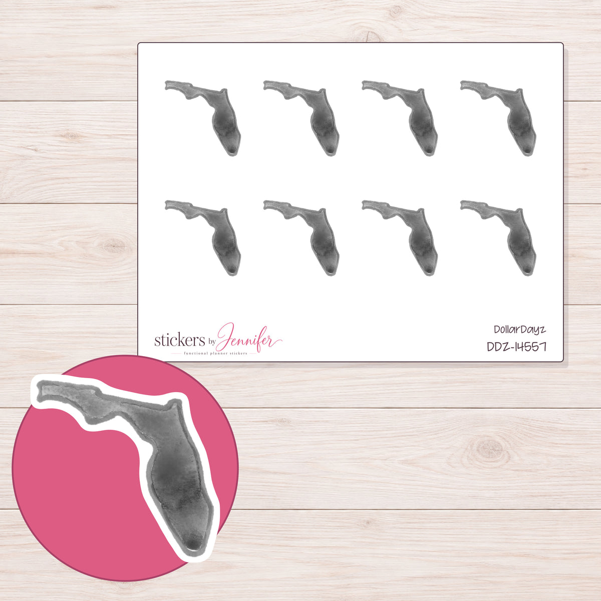 DDZ-14557 planner sticker sheet with enlarged sticker detail