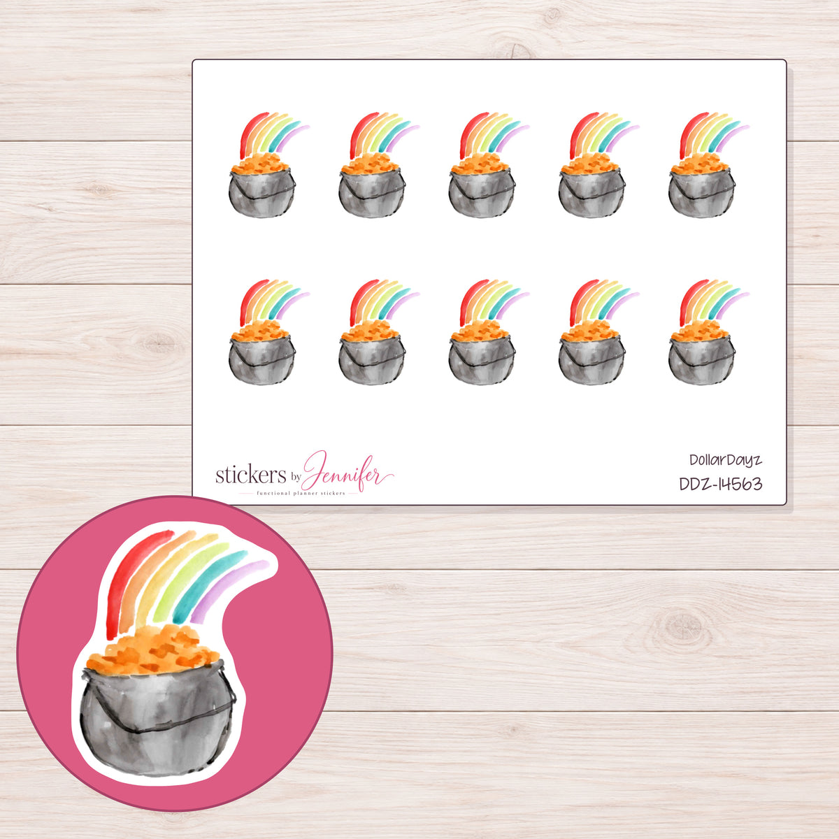 DDZ-14563 planner sticker sheet with enlarged sticker detail
