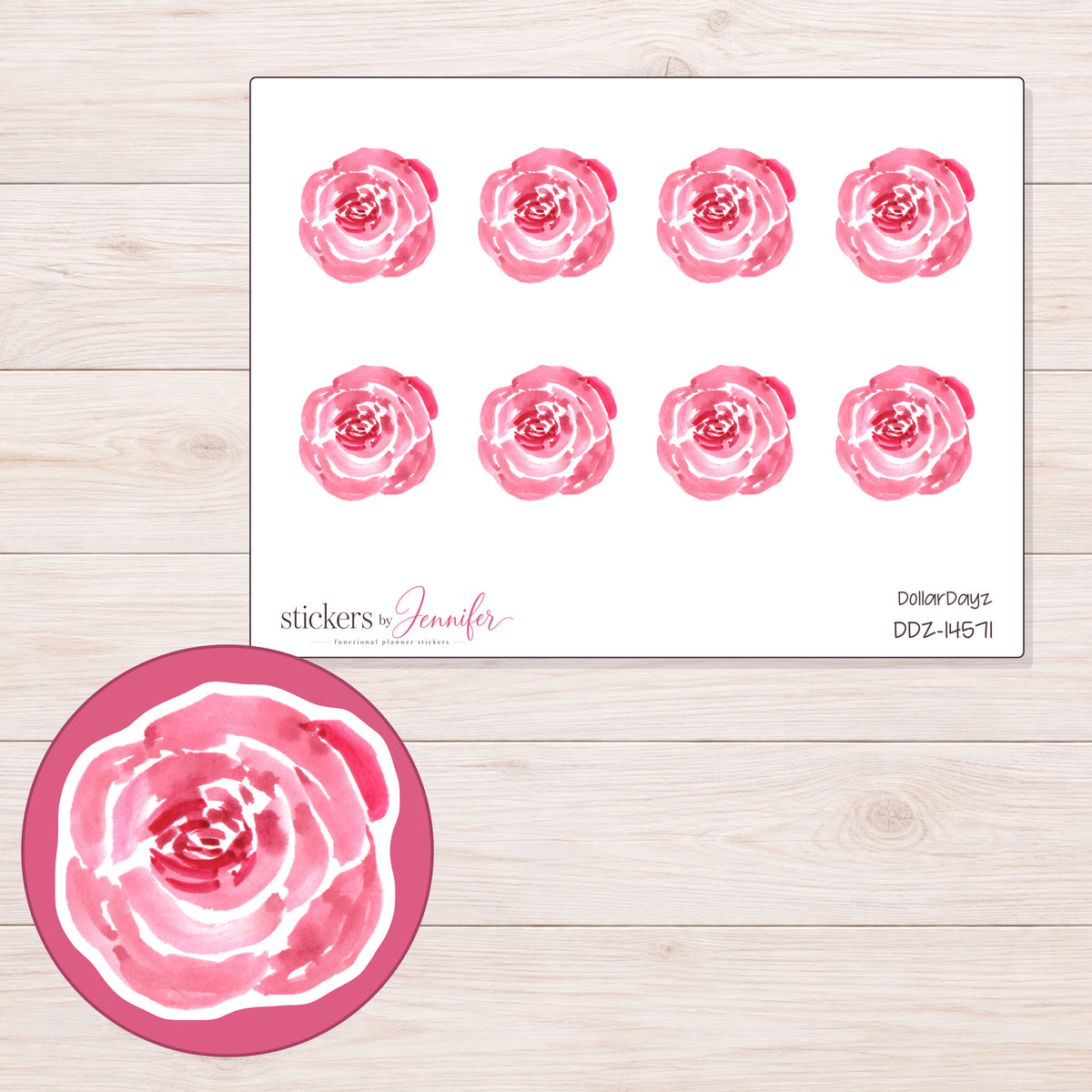DDZ-14571 planner sticker sheet with enlarged sticker detail