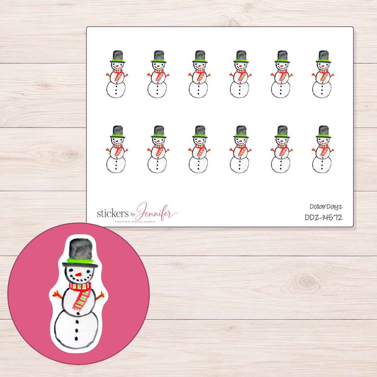 DDZ-14572 planner sticker sheet with enlarged sticker detail