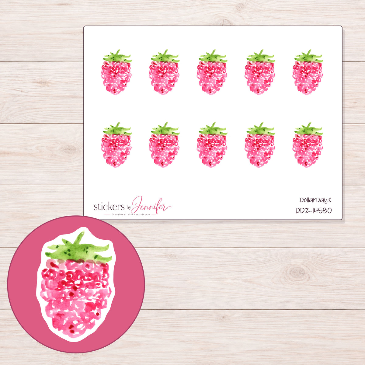 DDZ-14580 planner sticker sheet with enlarged sticker detail