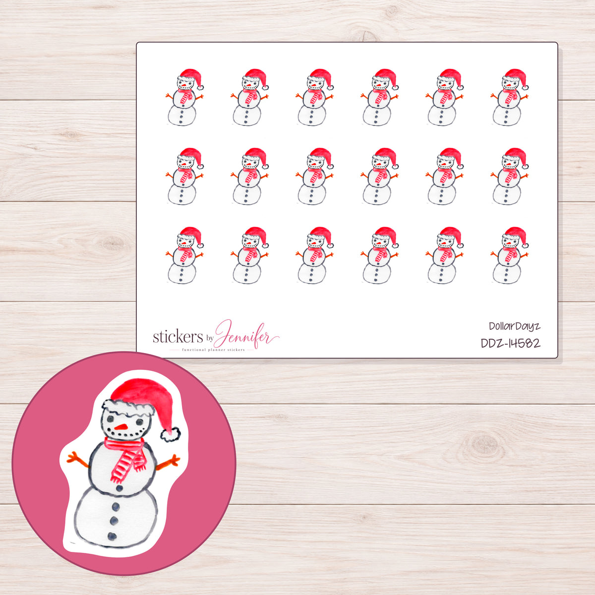 DDZ-14582 planner sticker sheet with enlarged sticker detail