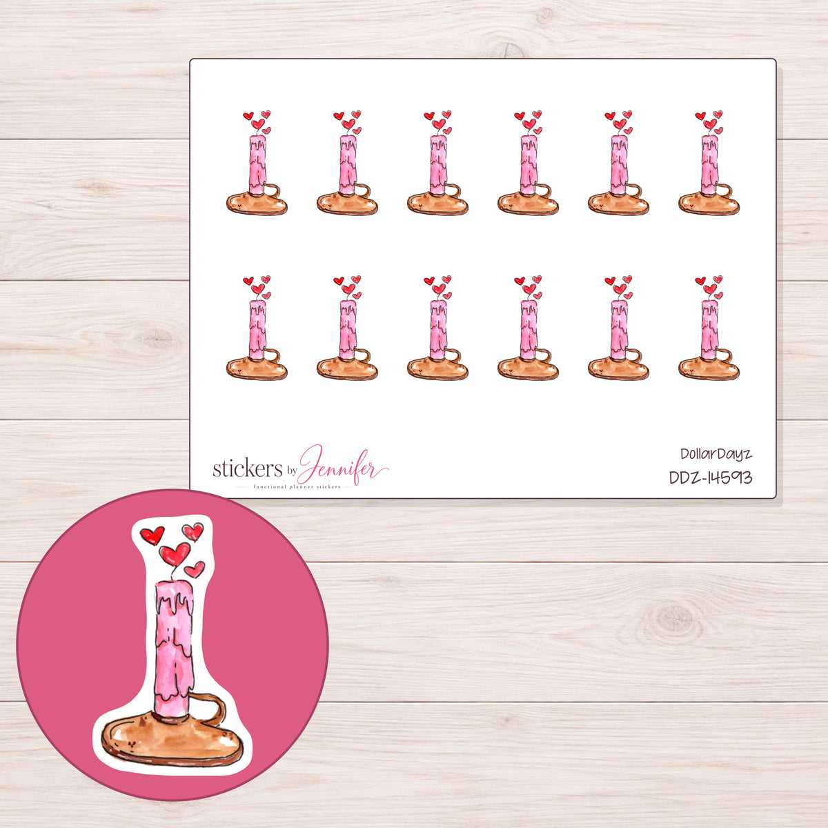 DDZ-14593 planner sticker sheet with enlarged sticker detail