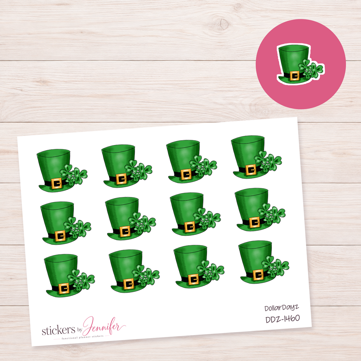 Lucky Green Hat Planner Stickers | DDZ-1460