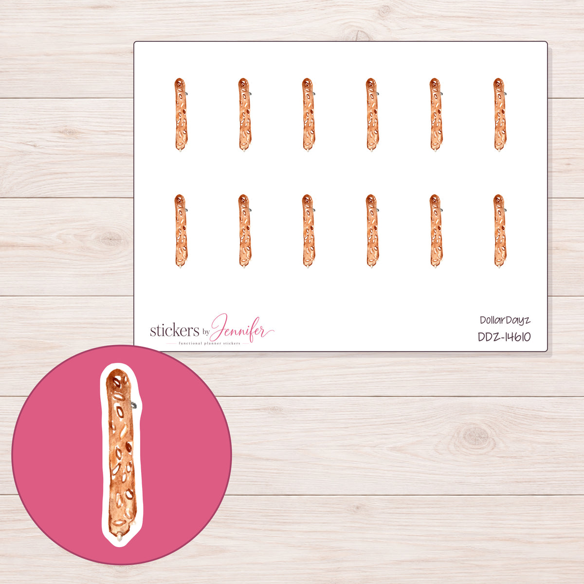 DDZ-14610 planner sticker sheet with enlarged sticker detail