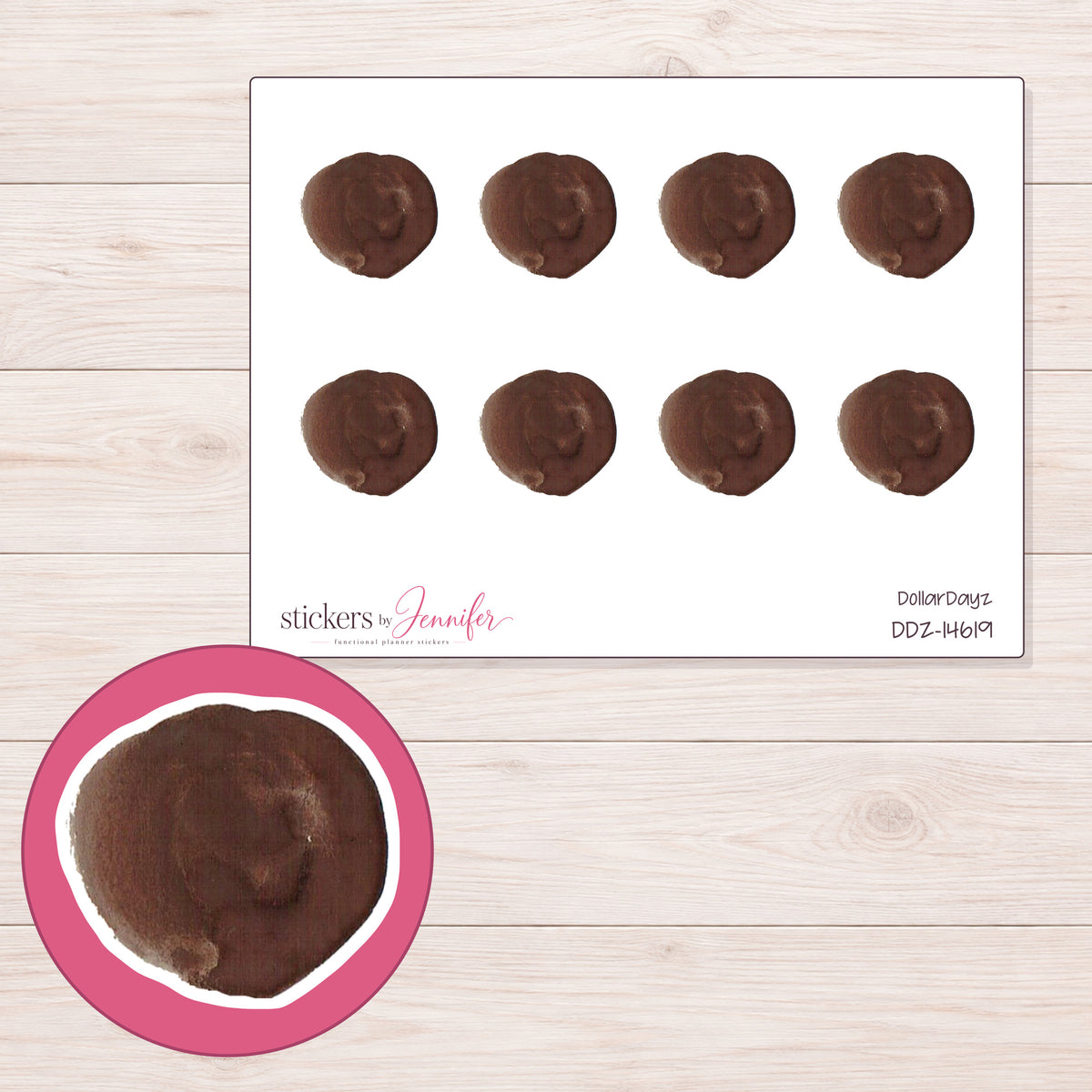 DDZ-14619 planner sticker sheet with enlarged sticker detail