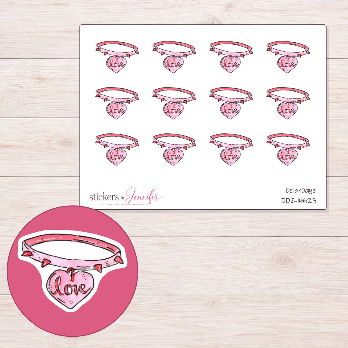 DDZ-14623 planner sticker sheet with enlarged sticker detail
