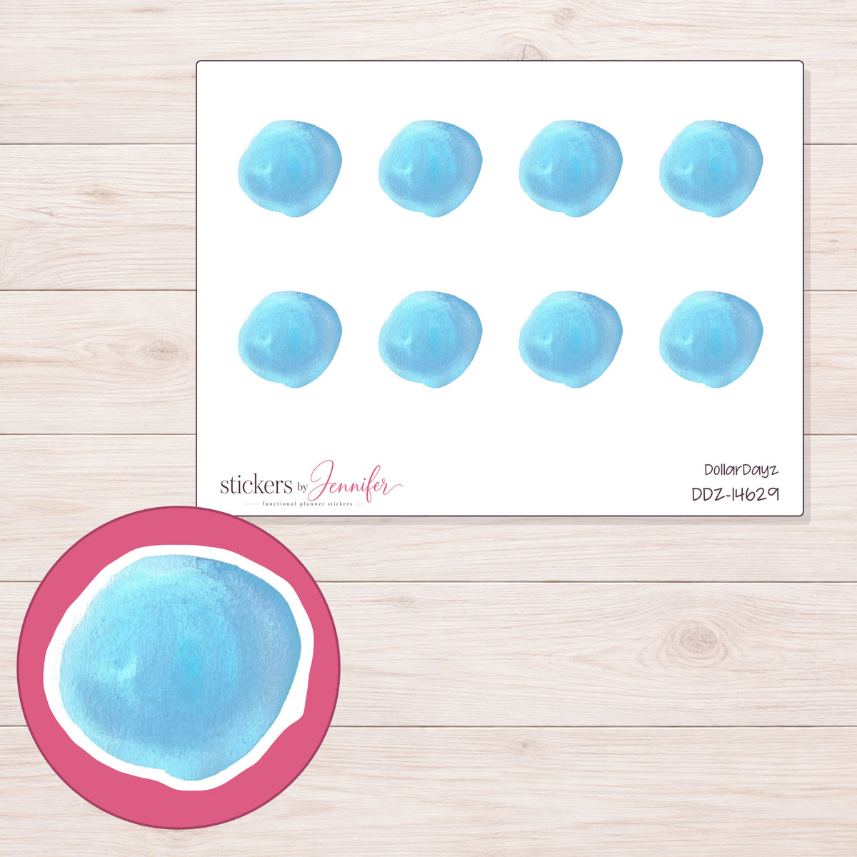 DDZ-14629 planner sticker sheet with enlarged sticker detail