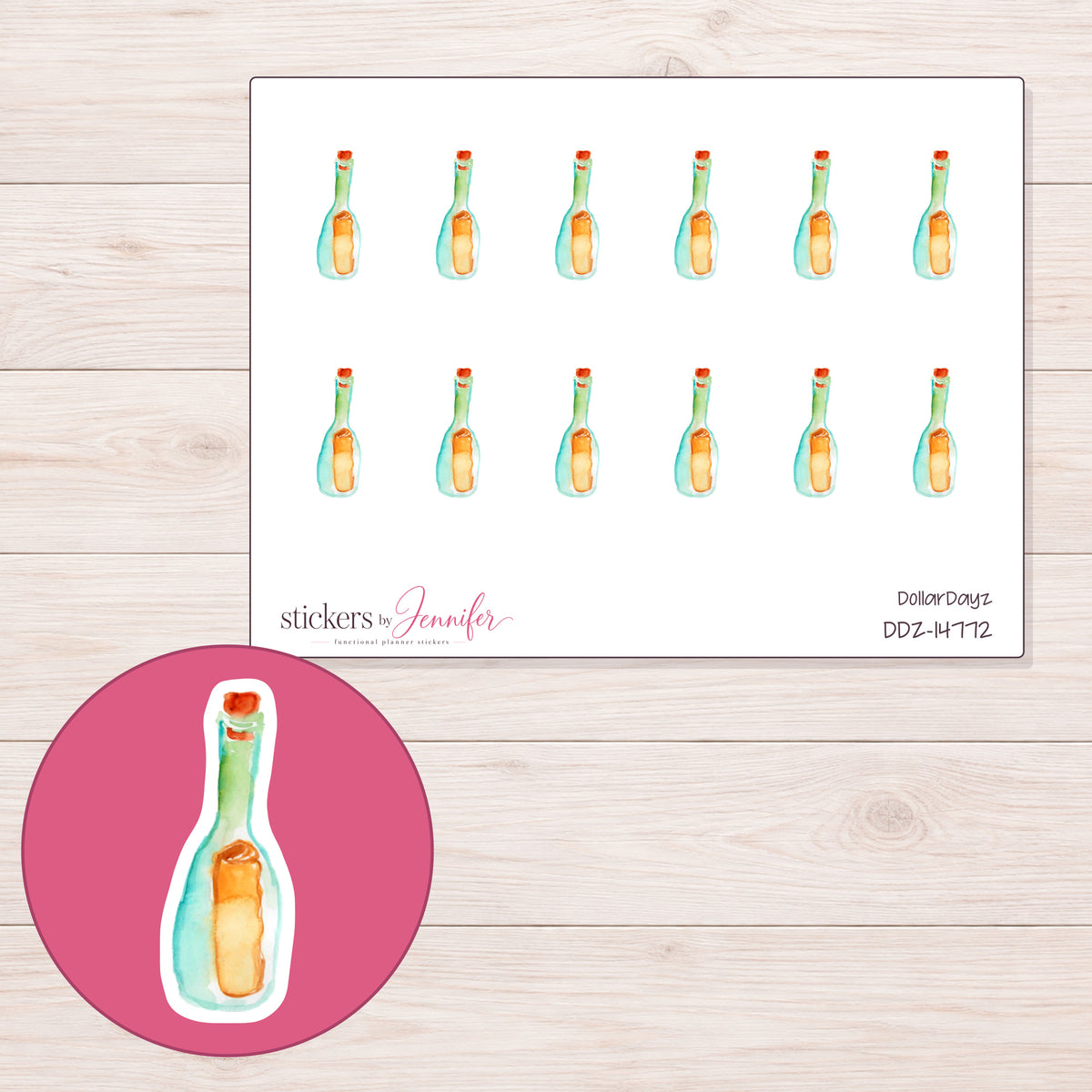 DDZ-14772 planner sticker sheet with enlarged sticker detail