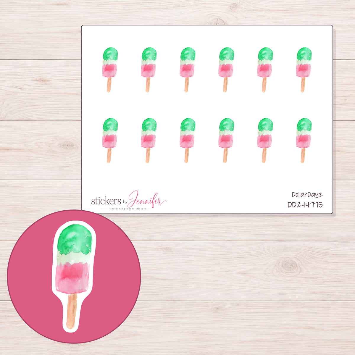 DDZ-14775 planner sticker sheet with enlarged sticker detail