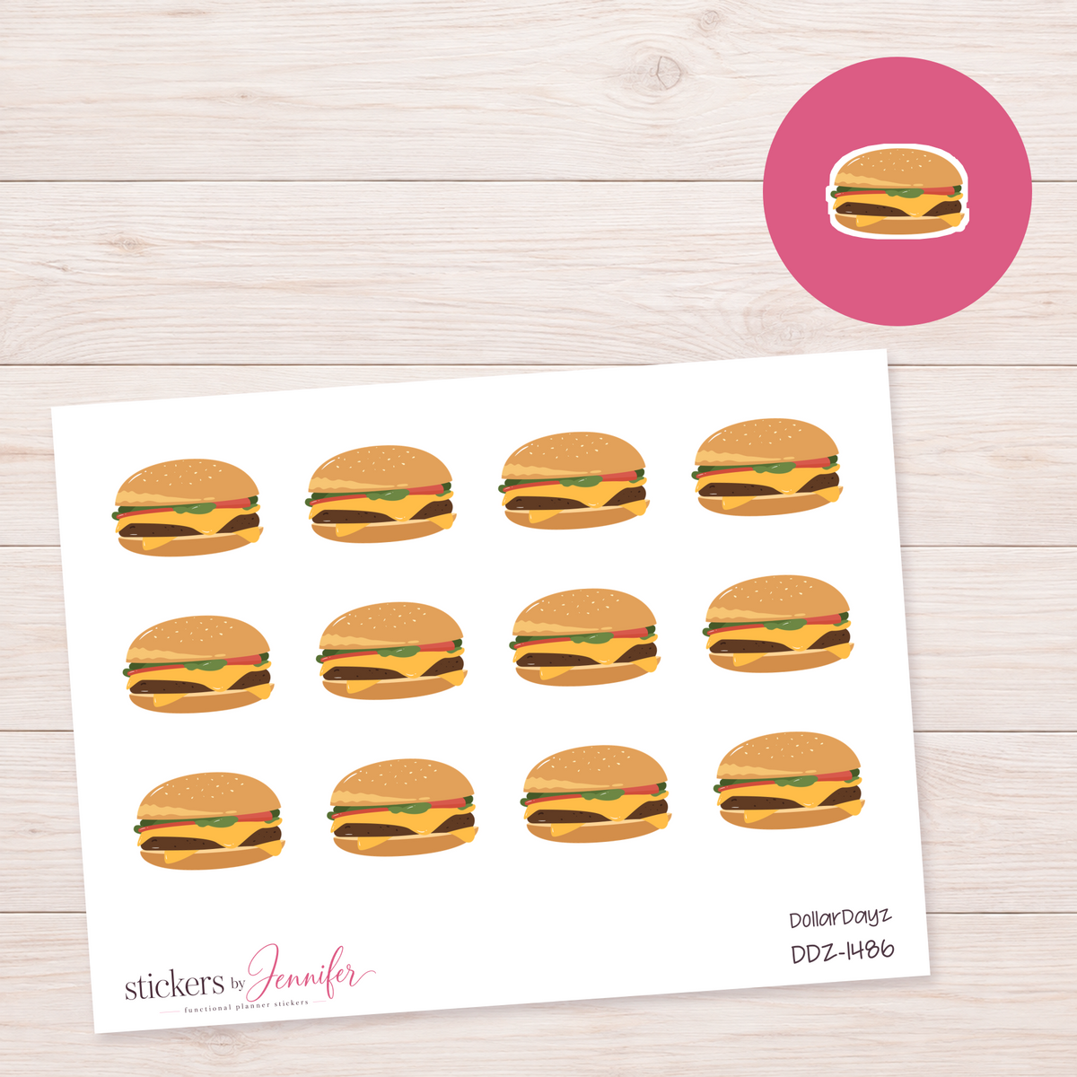 Cheeseburger Planner Stickers | DDZ-1486