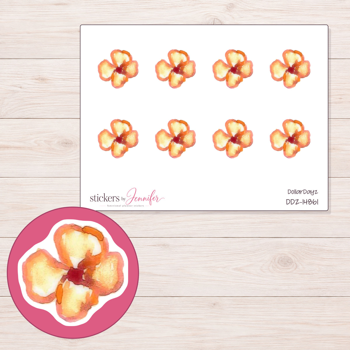 DDZ-14861 planner sticker sheet with enlarged sticker detail