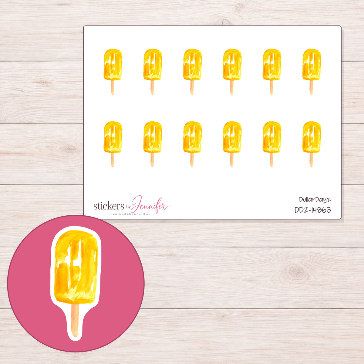 DDZ-14865 planner sticker sheet with enlarged sticker detail