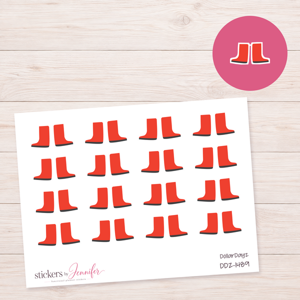 Red Rain Boots Planner Stickers | DDZ-1489