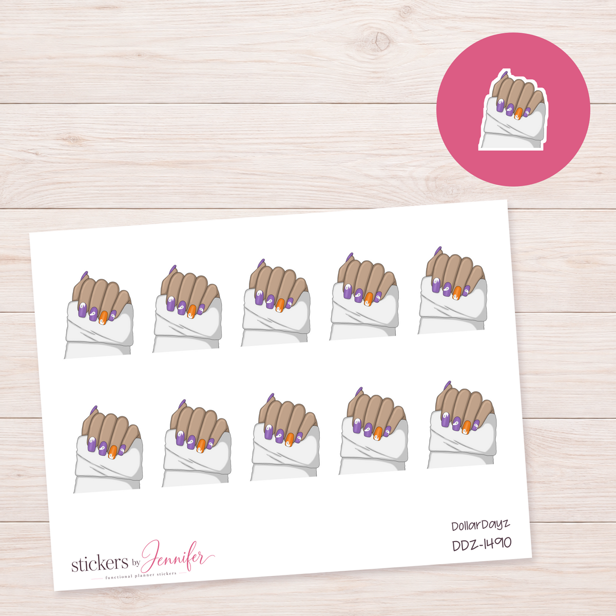 Purple and Orange Nails Planner Stickers | DDZ-1490