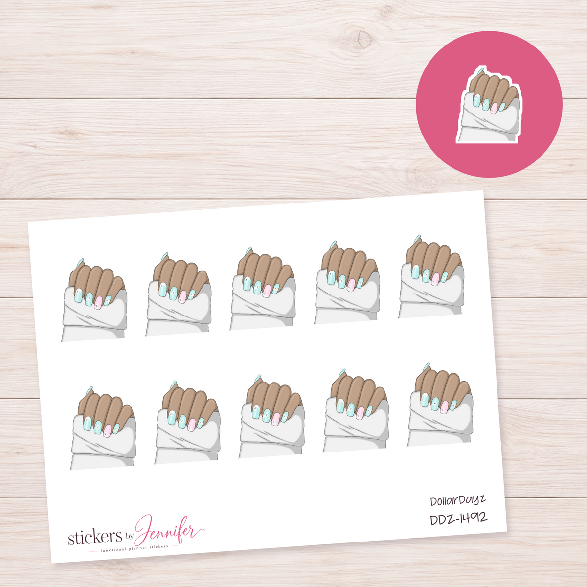 Pastel Mint Nails Planner Stickers | DDZ-1492