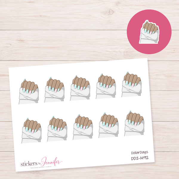 Pastel Mint Nails Planner Stickers | DDZ-1492