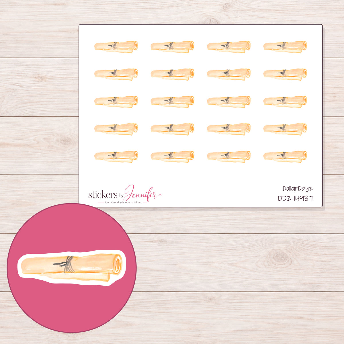 DDZ-14937 planner sticker sheet with enlarged sticker detail