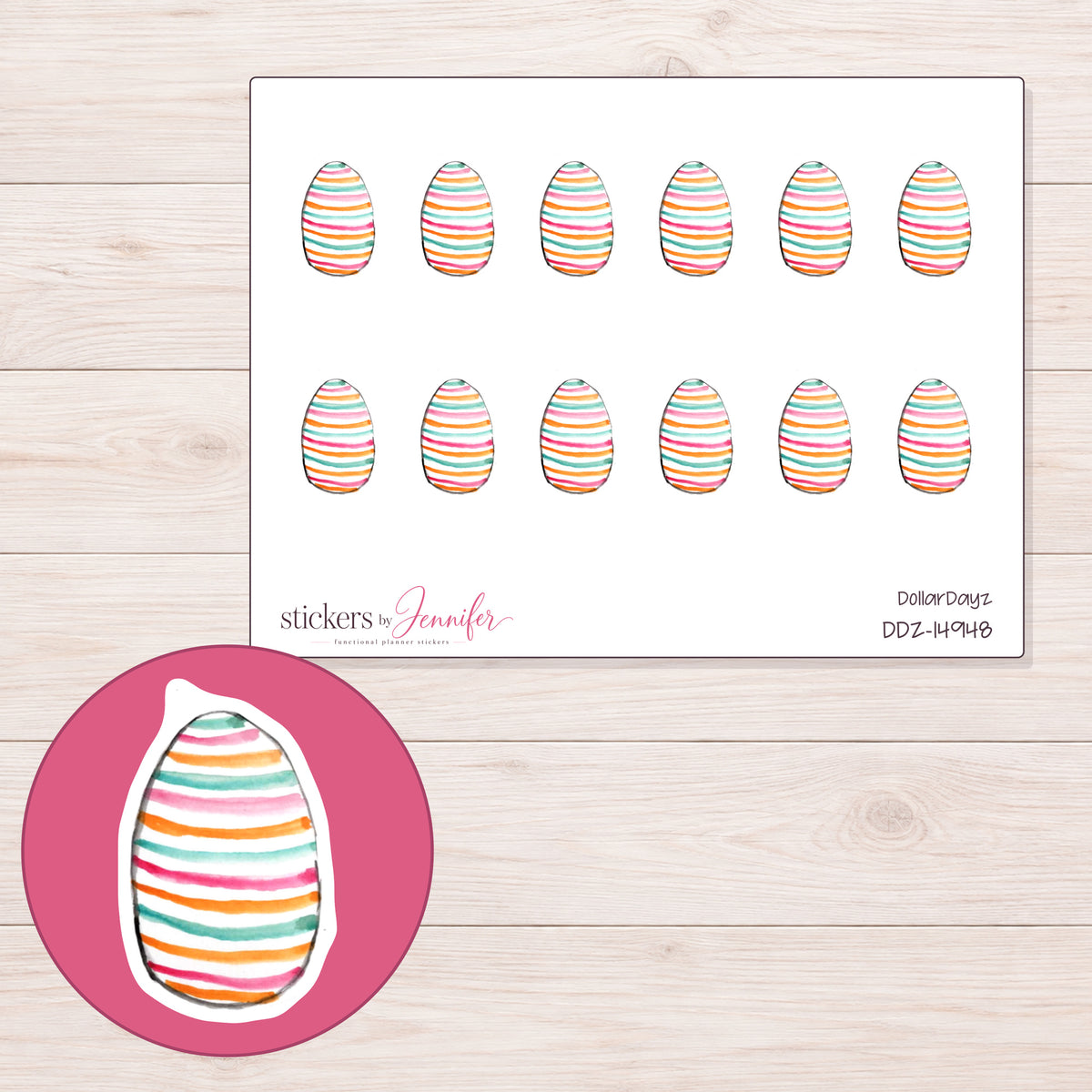 DDZ-14948 planner sticker sheet with enlarged sticker detail