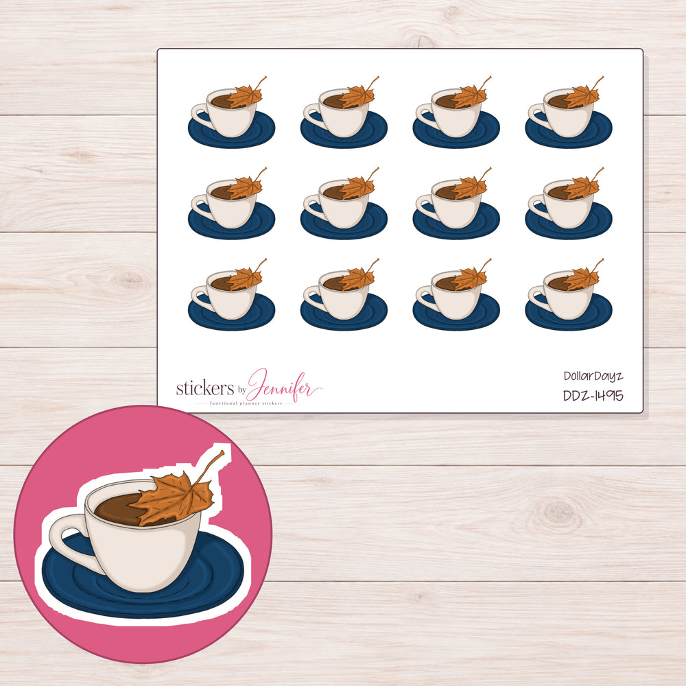 Autumn Coffee Cup Planner Stickers | DDZ-1495
