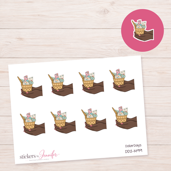 Pastel Ice Cream Cone in Hands Planner Stickers | DDZ-1499