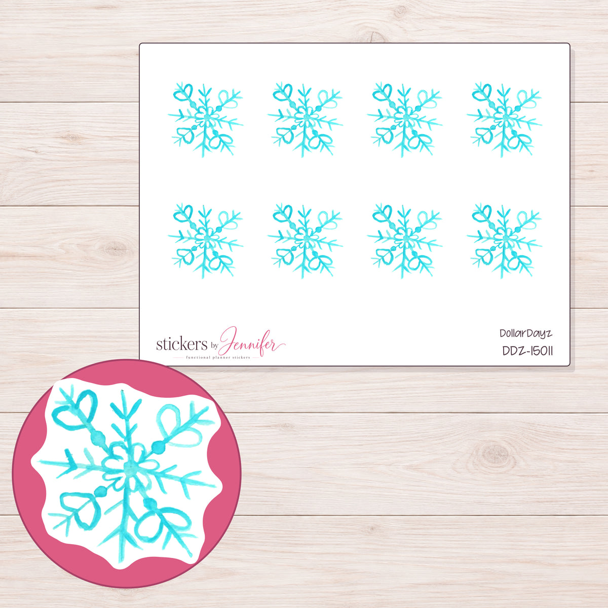 DDZ-15011 planner sticker sheet with enlarged sticker detail