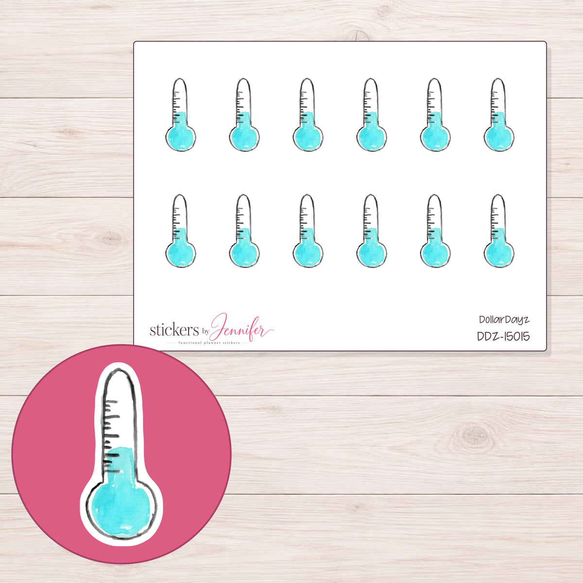 DDZ-15015 planner sticker sheet with enlarged sticker detail