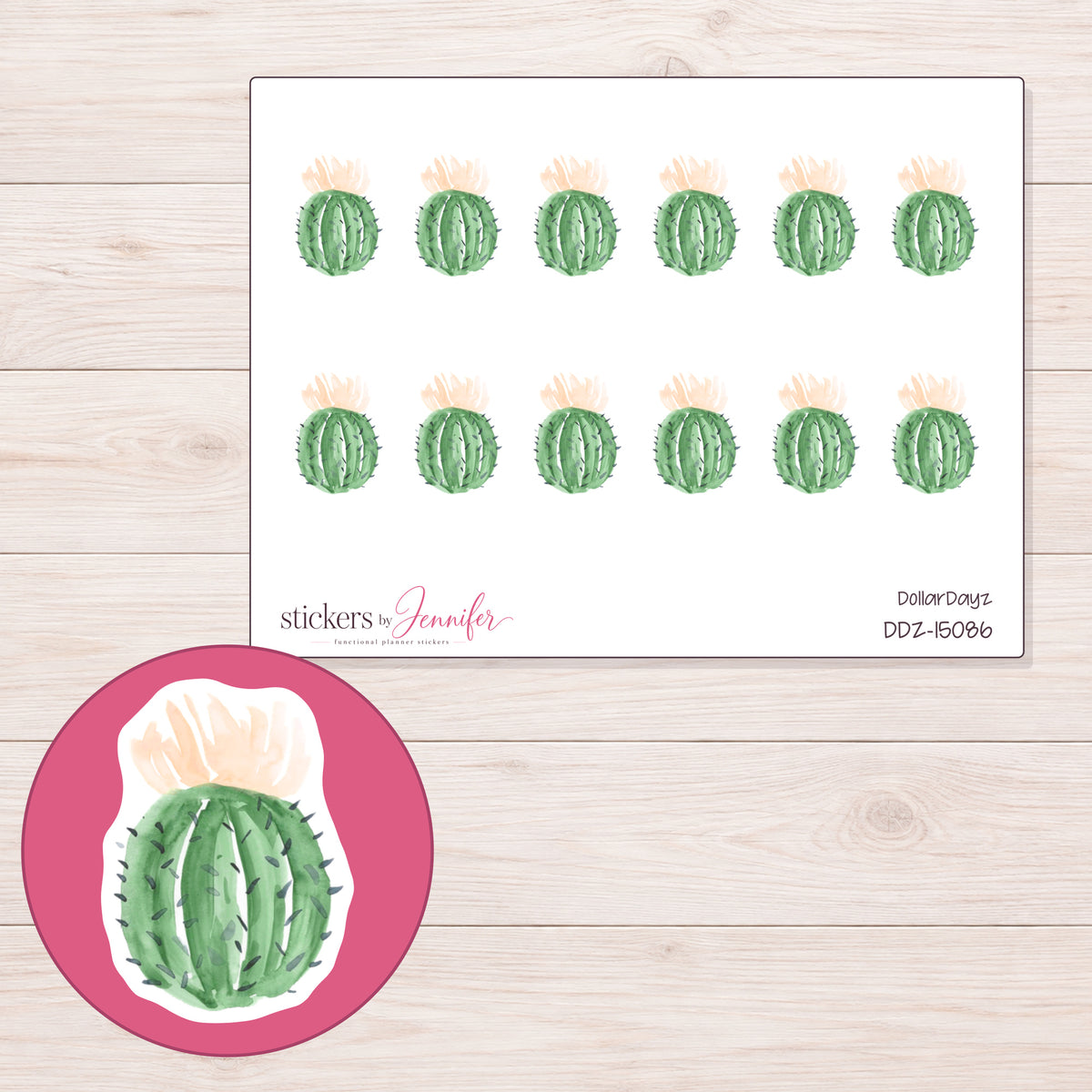 DDZ-15086 planner sticker sheet with enlarged sticker detail