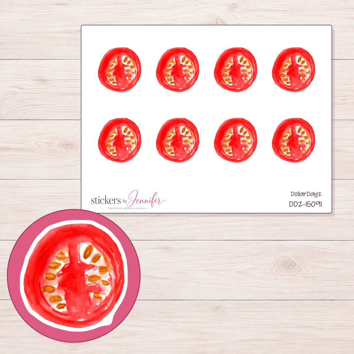 DDZ-15091 planner sticker sheet with enlarged sticker detail