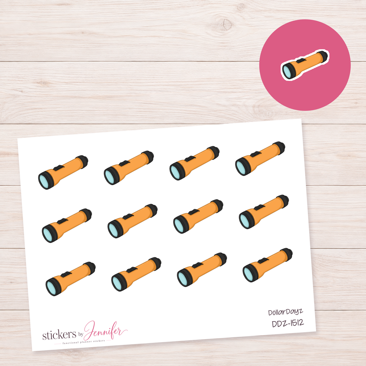 Orange Flashlight Planner Stickers | DDZ-1512