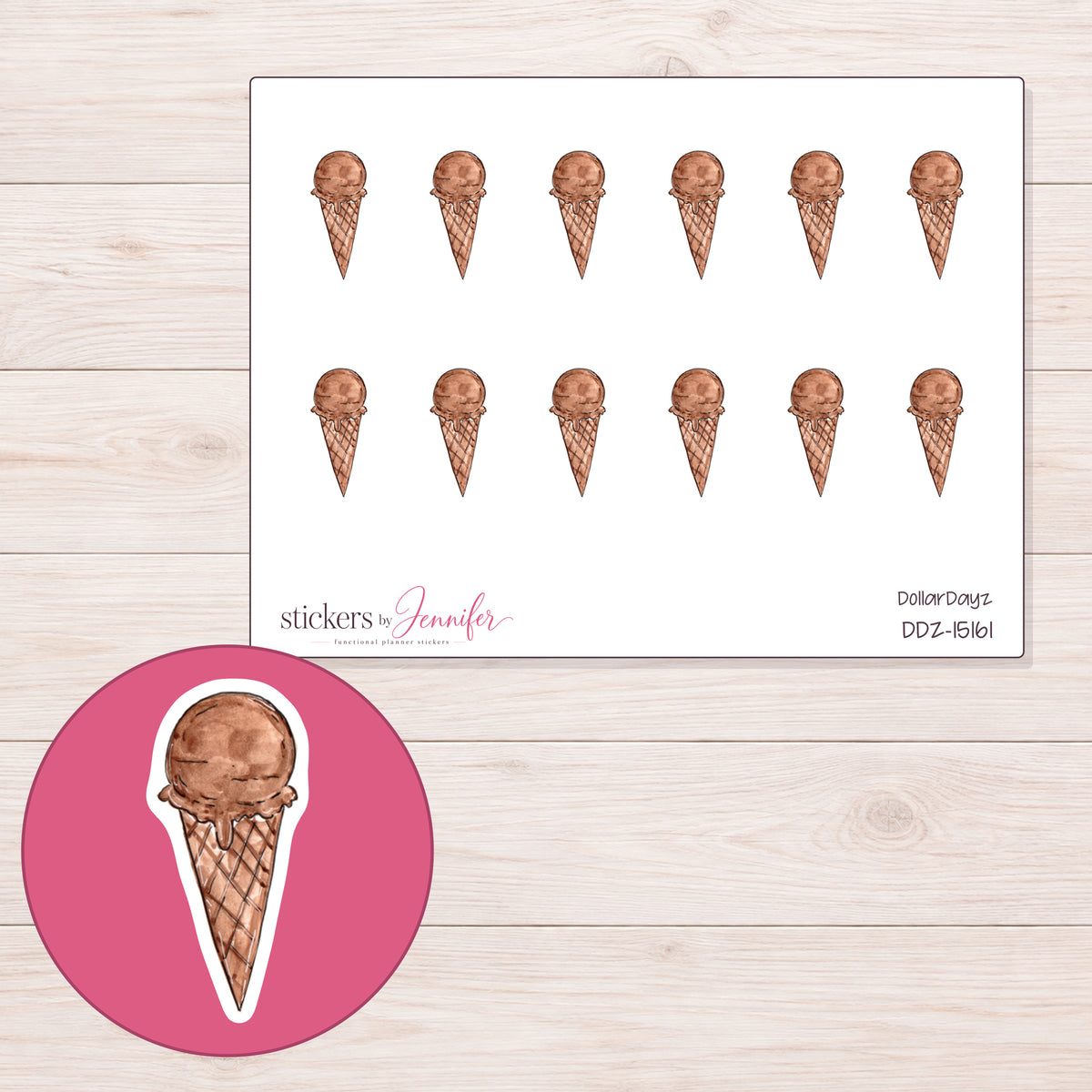 DDZ-15161 planner sticker sheet with enlarged sticker detail