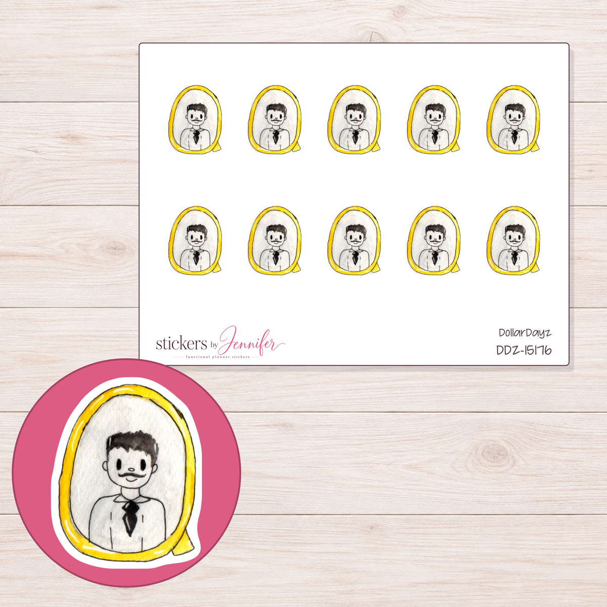 DDZ-15176 planner sticker sheet with enlarged sticker detail