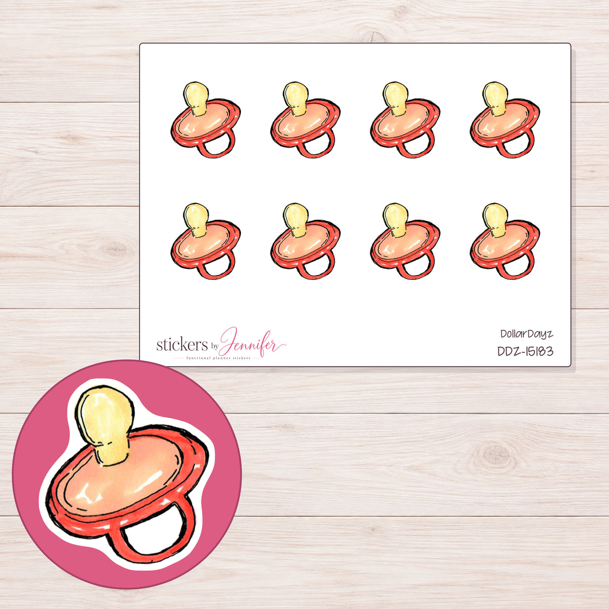 DDZ-15183 planner sticker sheet with enlarged sticker detail