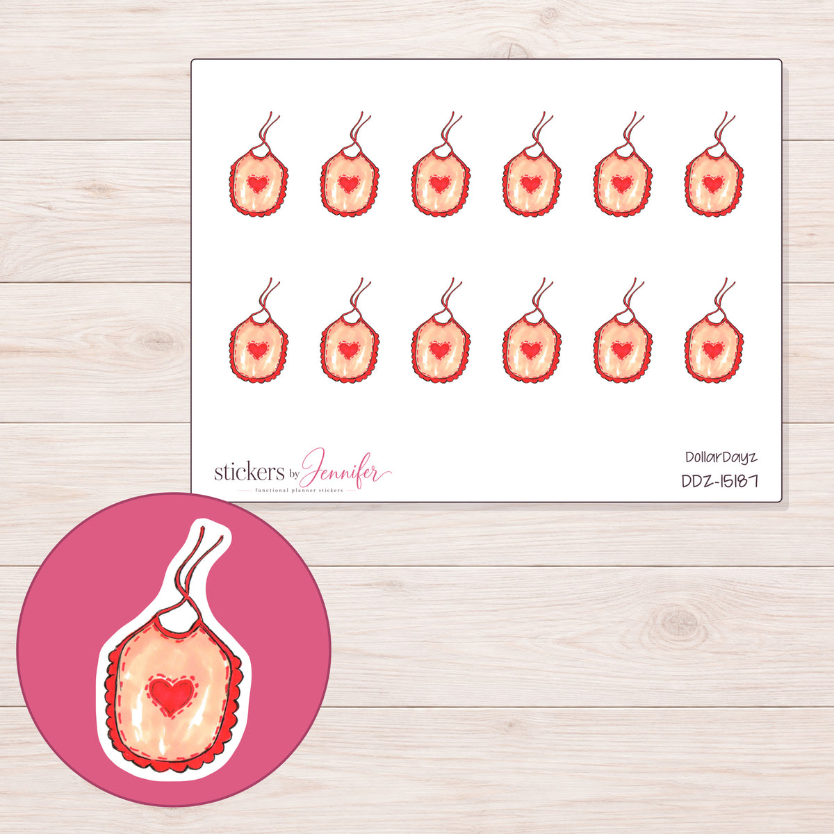 DDZ-15187 planner sticker sheet with enlarged sticker detail