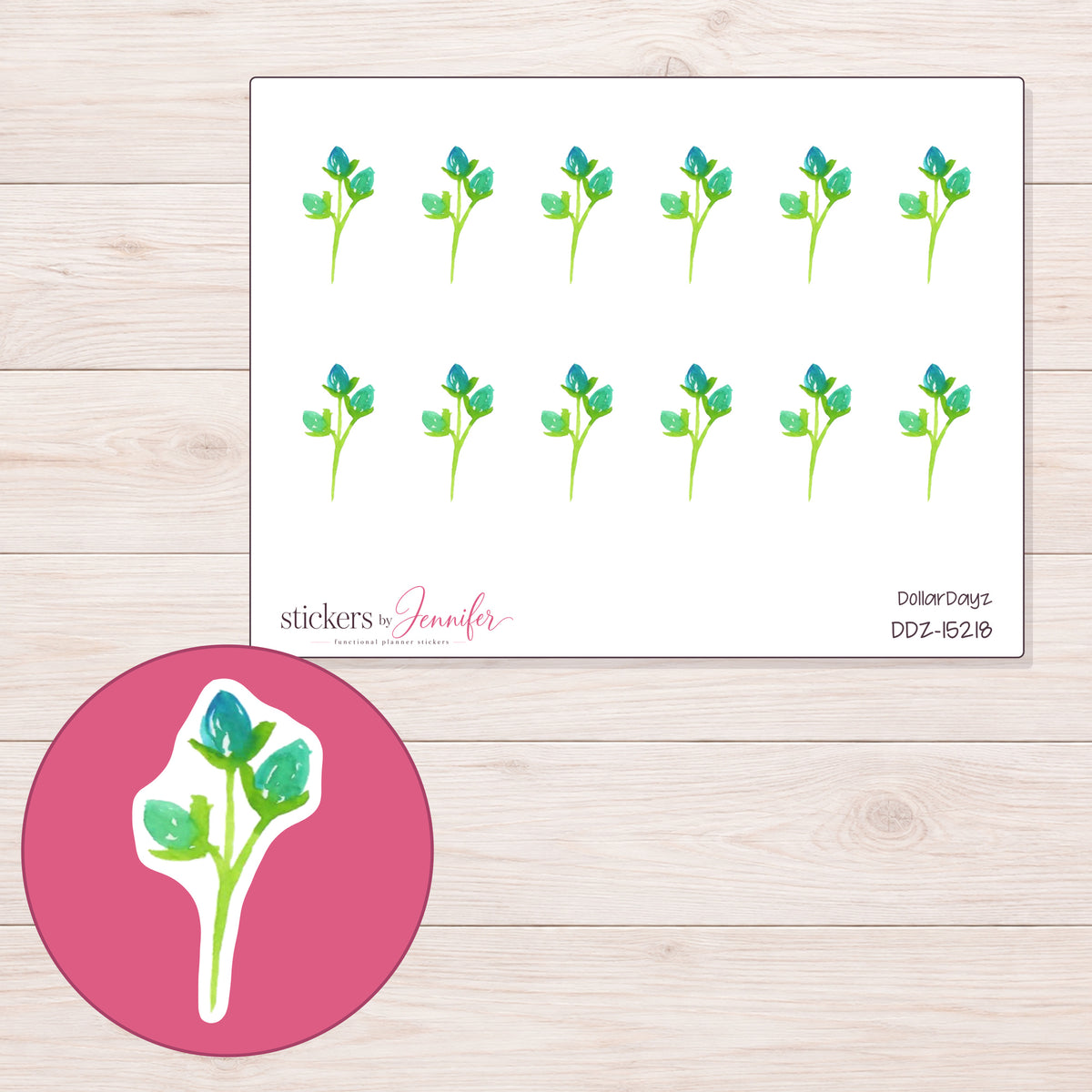 DDZ-15218 planner sticker sheet with enlarged sticker detail
