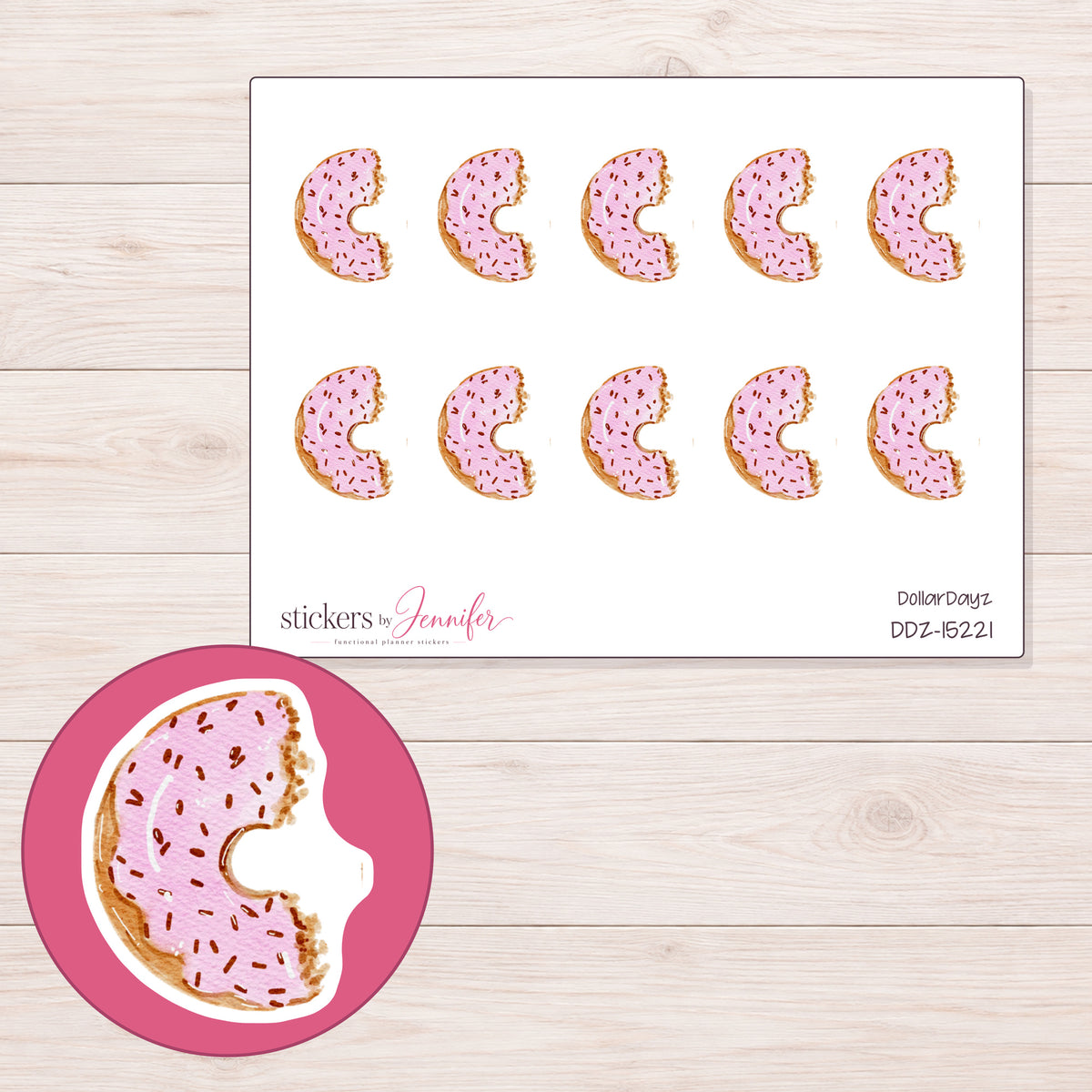 DDZ-15221 planner sticker sheet with enlarged sticker detail