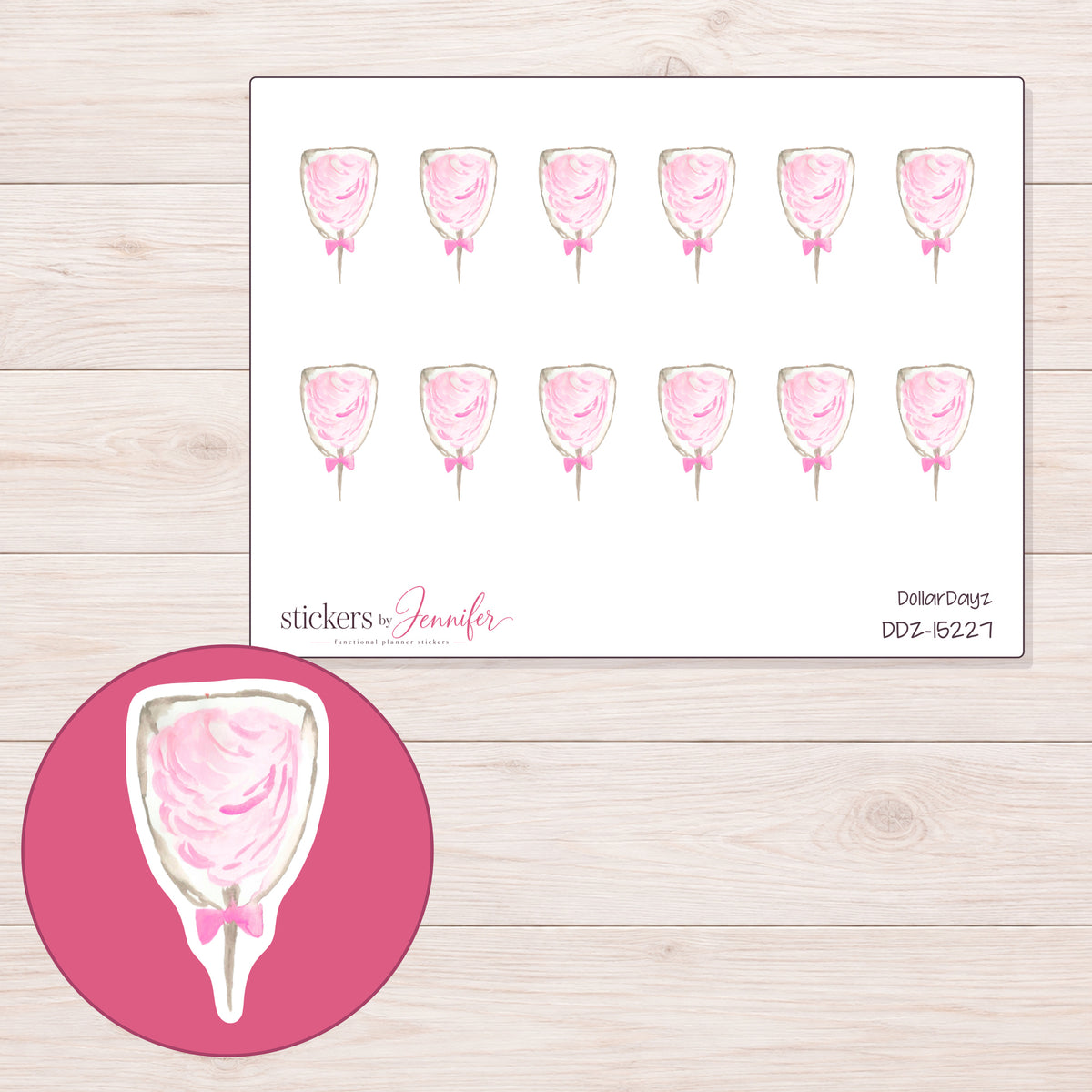 DDZ-15227 planner sticker sheet with enlarged sticker detail